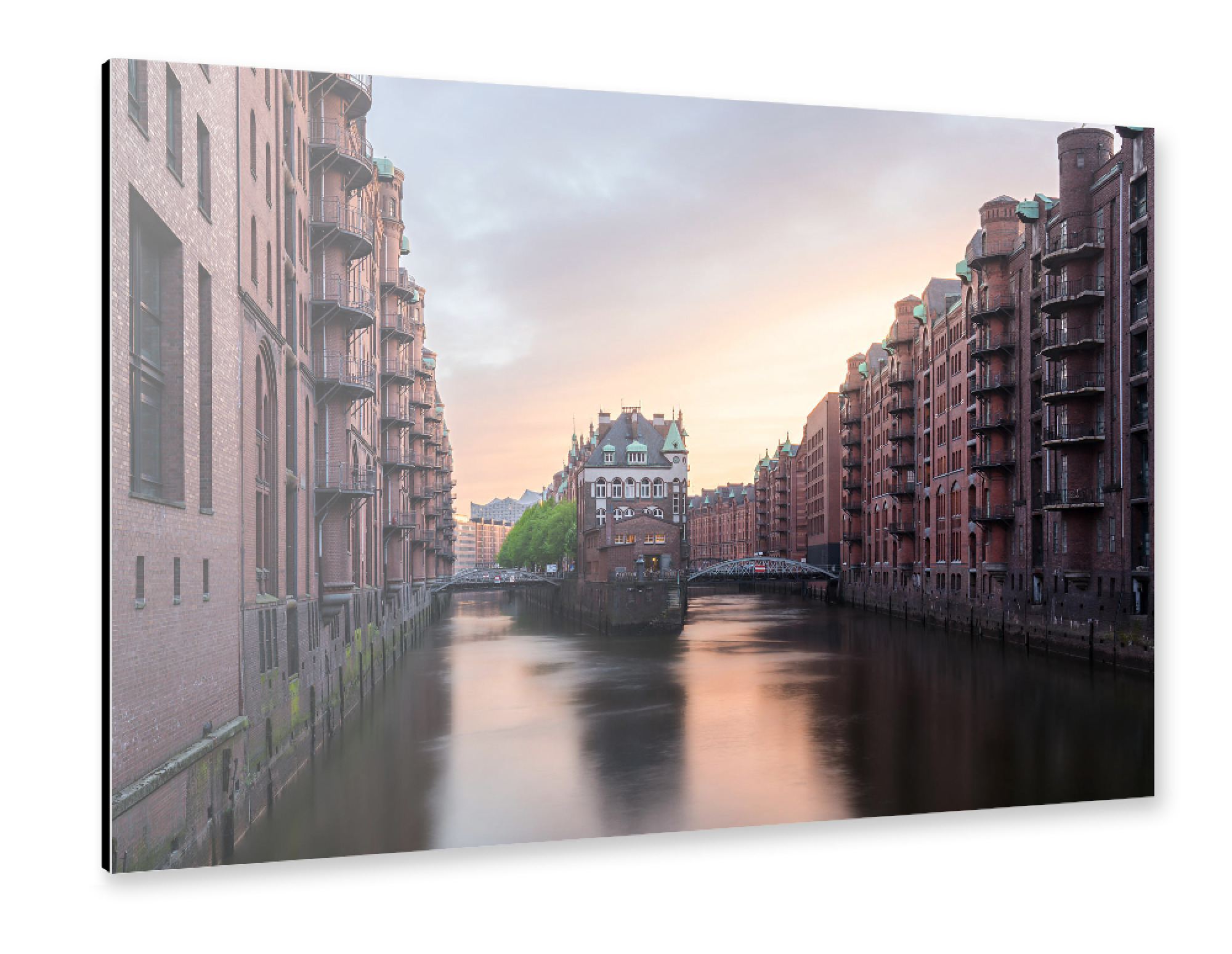 Alu-Dibond "Sonnenuntergang über Hamburg" 75x50 cm artboxONE