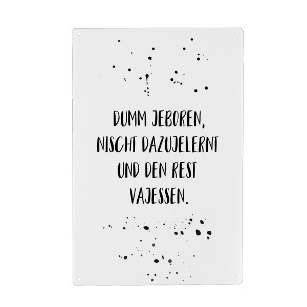 Holzbild "Berliner Schnauze DUMM JEBOREN" artboxONE - Schwarzweiß,Lustig - Dialekt,Berlinerisch