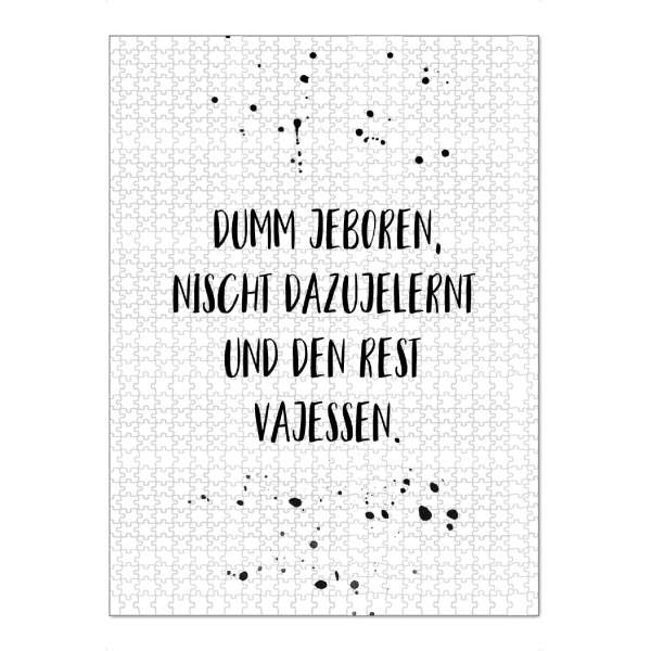Puzzle Ravensburger "Berliner Schnauze DUMM JEBOREN" artboxONE - Schwarzweiß,Lustig - Dialekt,Berlinerisch - Bild dialekt