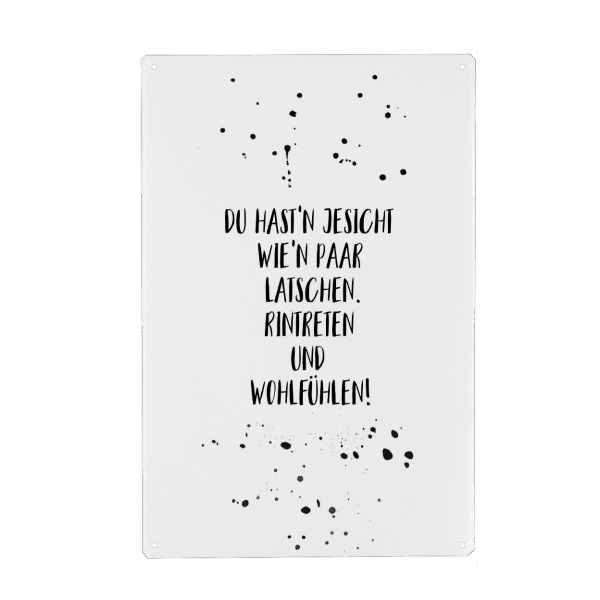 Metall Poster "Berliner Schnauze LATSCHEN" artboxONE - Schwarzweiß,Lustig - Dialekt,Berlinerisch - Blechschild