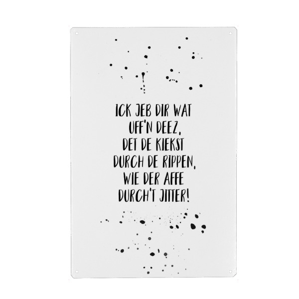 Holzbild "ICK JEB DIR WAT UFF’N DEEZ" artboxONE - Typografie,Schwarzweiß,Lustig - Dialekt,Berlin,Berlinerisch