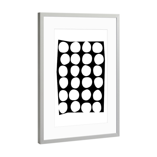 Poster mit Rahmen Silber "Dots_blacknwhite" artboxONE - Abstrakt,Schwarzweiß - Dots,Punkte,Formen,Kreise,Pattern