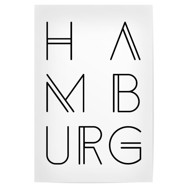 Poster 30x20 cm "Typobild HAMBURG" artboxONE - Städte / Hamburg,Schwarzweiß - Hamburg,Stadt,Buchstaben