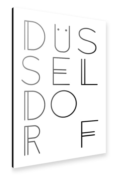 Alu-Dibond "Typobild DÜSSELDORF" 30x20 cm artboxONE
