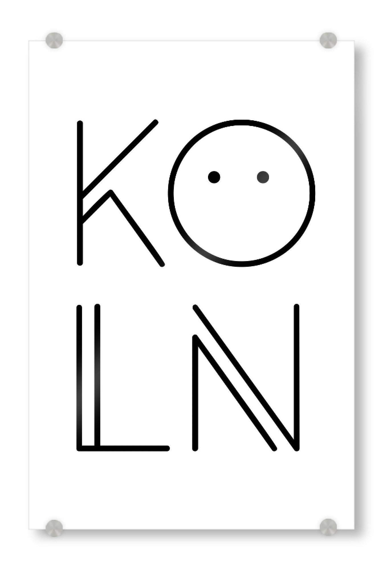 Acrylglasbild "Typobild KÖLN" artboxONE - Städte / Köln,Typografie,Schwarzweiß - Buchstaben,Stadt,Köln,Kölsch,Minimalismus