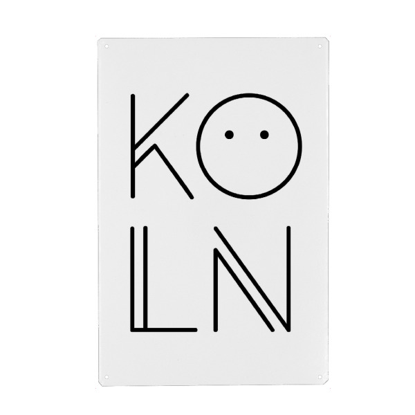 Metall Poster "Typobild KÖLN" artboxONE - Städte / Köln,Typografie,Schwarzweiß - Buchstaben,Stadt,Köln,Kölsch,Minimalismus - Blechschild