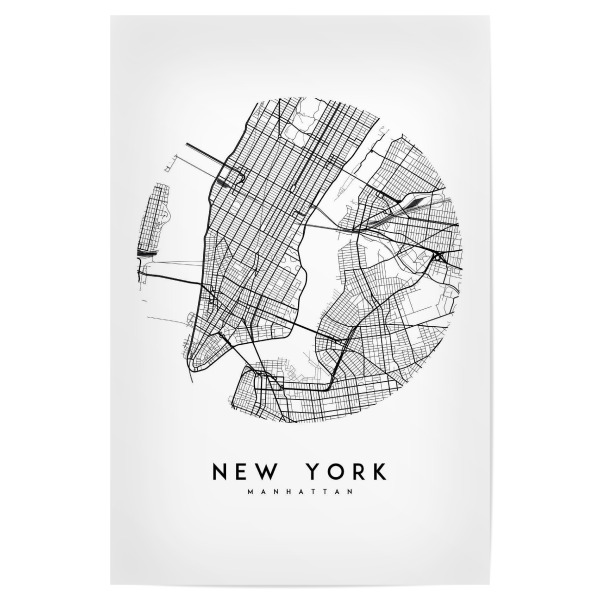 Poster "New York City Map" artboxONE - Städte / New York,Schwarzweiß - Manhattan,New york city map