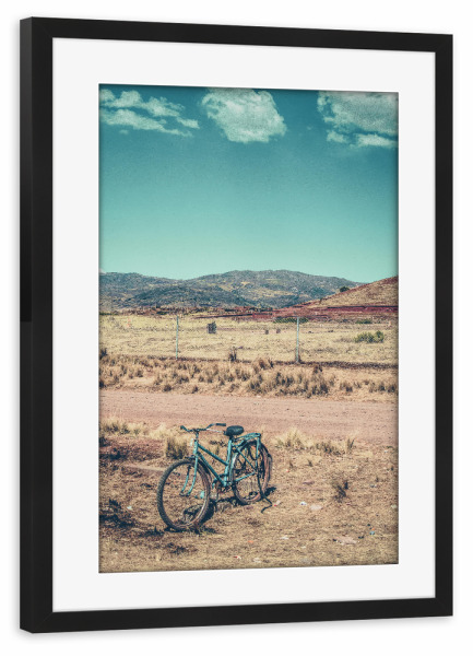 Poster mit Rahmen schwarz "Bicycle in the desert" artboxONE - Natur,Reise - Landscape,Desert,Bicycle,Bike