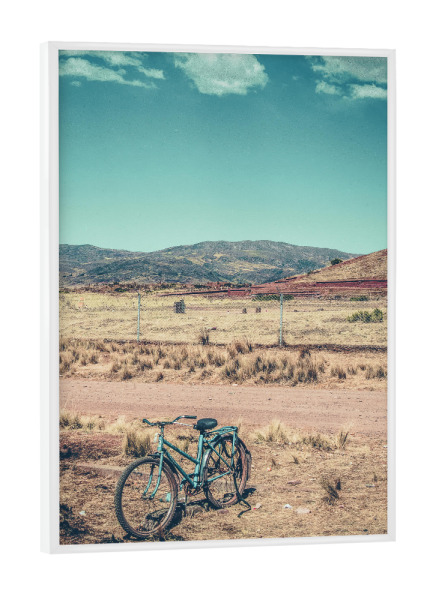 Poster mit weißem Rahmen "Bicycle in the desert" artboxONE - Natur,Reise - Landscape,Desert,Bicycle,Bike