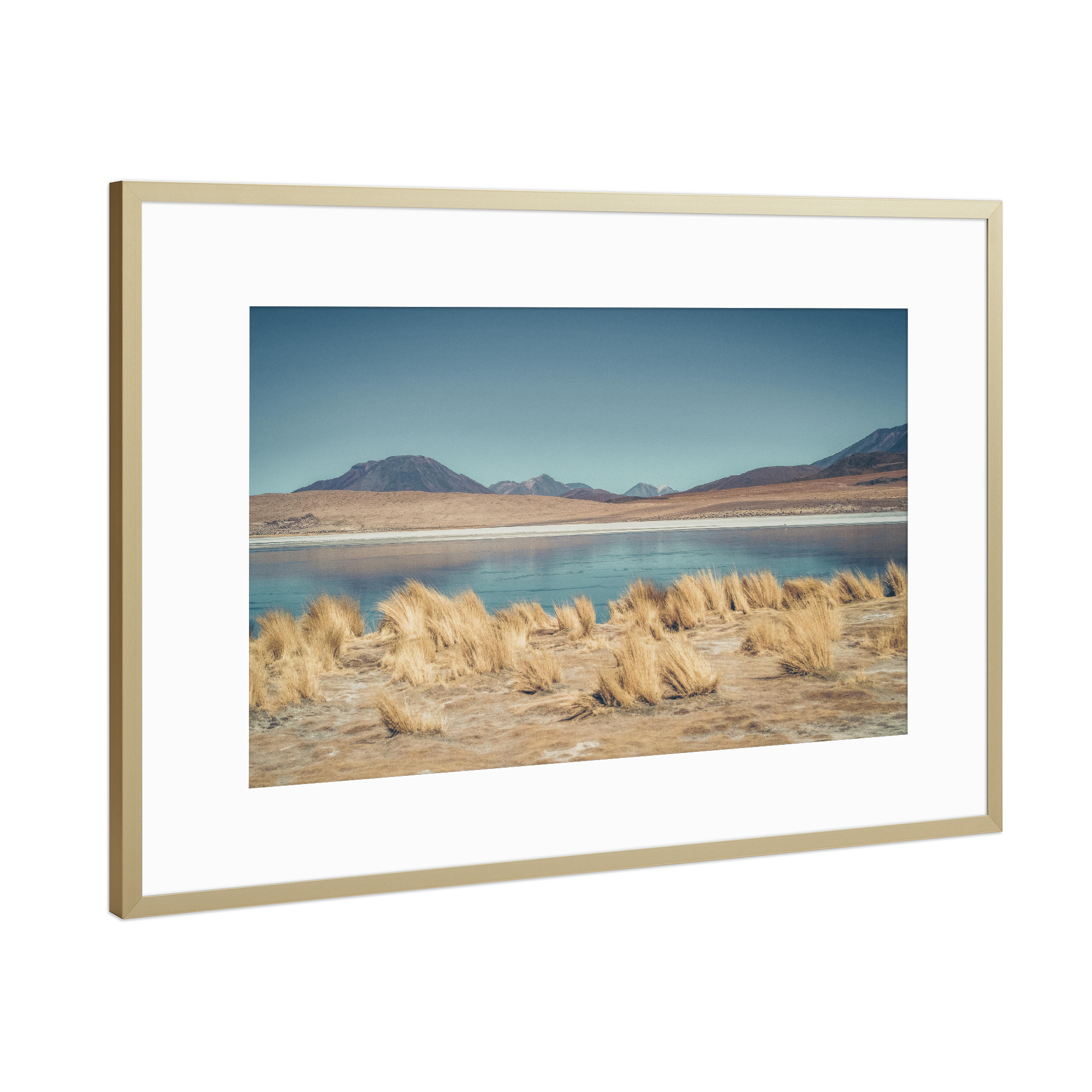 Poster mit Rahmen Gold "Laguna" artboxONE - Natur - Island,Lagoon,Laguna,Shore