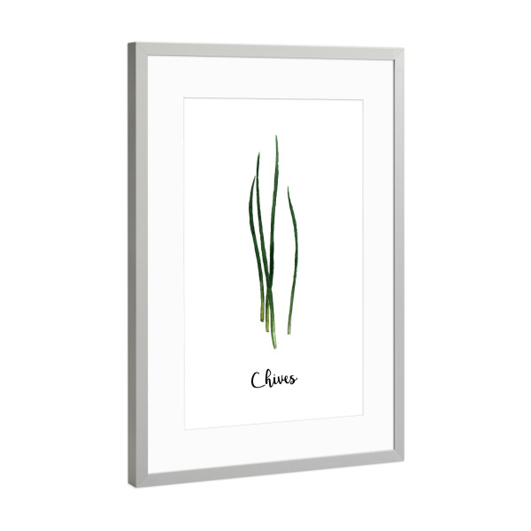 Poster mit Rahmen Silber "Chives" artboxONE - Essen & Trinken - Herb,Spices,Chives