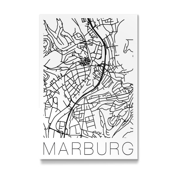 Galerie-Print "Retro Map of Marburg Germany White" 30x20 cm artboxONE