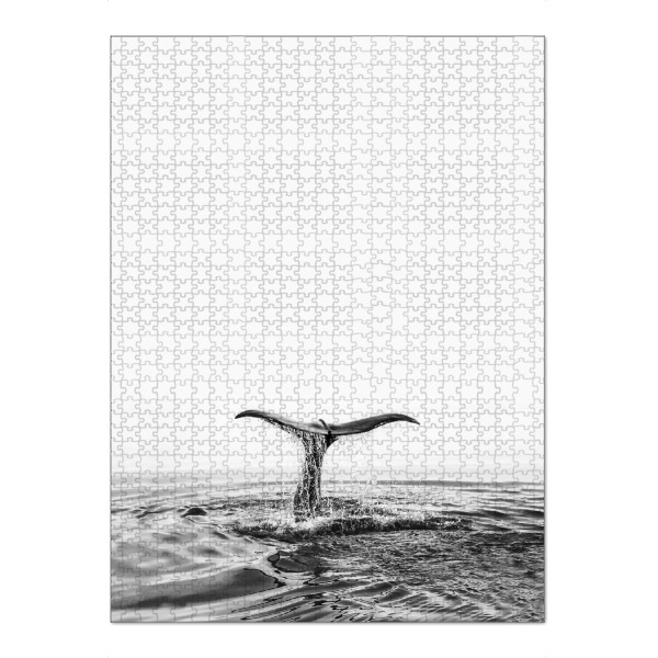 Puzzle Ravensburger "Welsh" artboxONE - Tiere,Schwarzweiß,Reise / Strand und Meer - Whale,Wal,Walflosse,Ocean,Meer - Bild whale