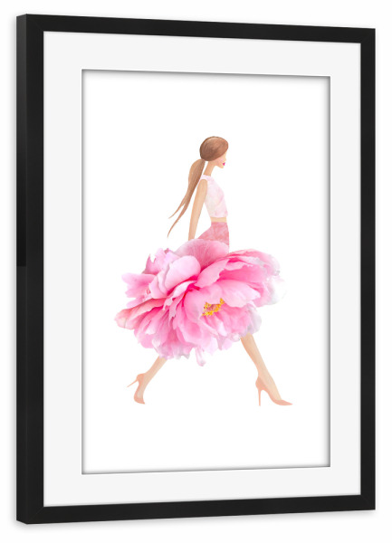 Poster mit Rahmen schwarz "Fashion peonies" artboxONE - Floral,Fashion - Floral,Botanical,Peony,Peonies,For girl,Pink,Art styles,Summer