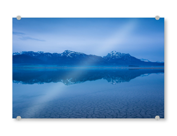 Acrylglasbild "Blauer Morgen am Forggensee" artboxONE - Natur,Reise,Arcadia - Forggensee,Landschaft,Alpen,Berge,Deutschland,Bayern