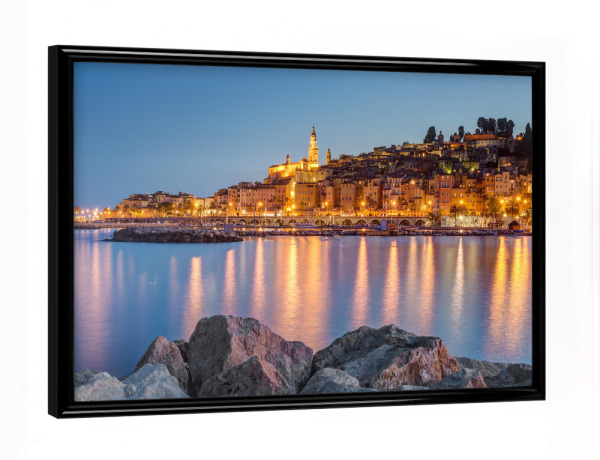 Poster mit schwarzem Rahmen "Menton an der Côte d'Azur" artboxONE - Reise / Strand und Meer - Menton,Côte d'azur,Frankreich,Meer