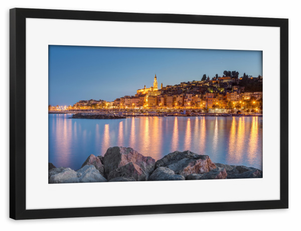 Poster mit Rahmen schwarz "Menton an der Côte d'Azur" artboxONE - Reise / Strand und Meer - Menton,Côte d'azur,Frankreich,Meer