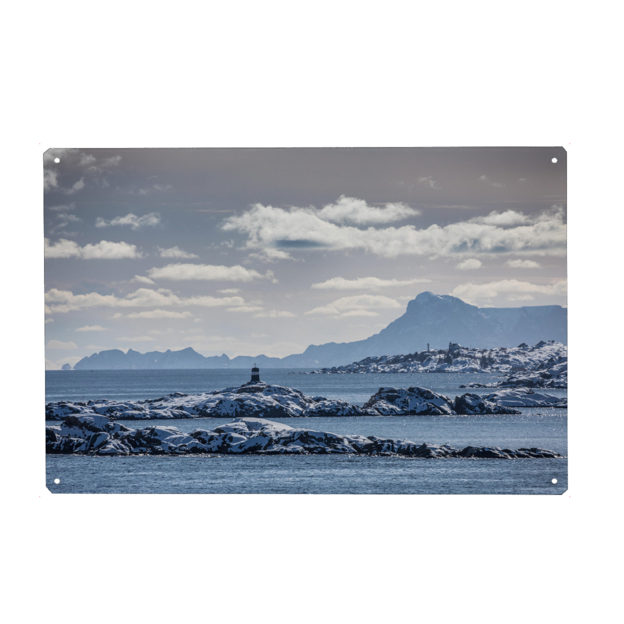 Metall Poster "Inselwelt" artboxONE - Natur,Reise - Lofoten,Norwegen,Skandinavien,Inseln,Nordnorwegen,Meer,Landschaft - Blechschild