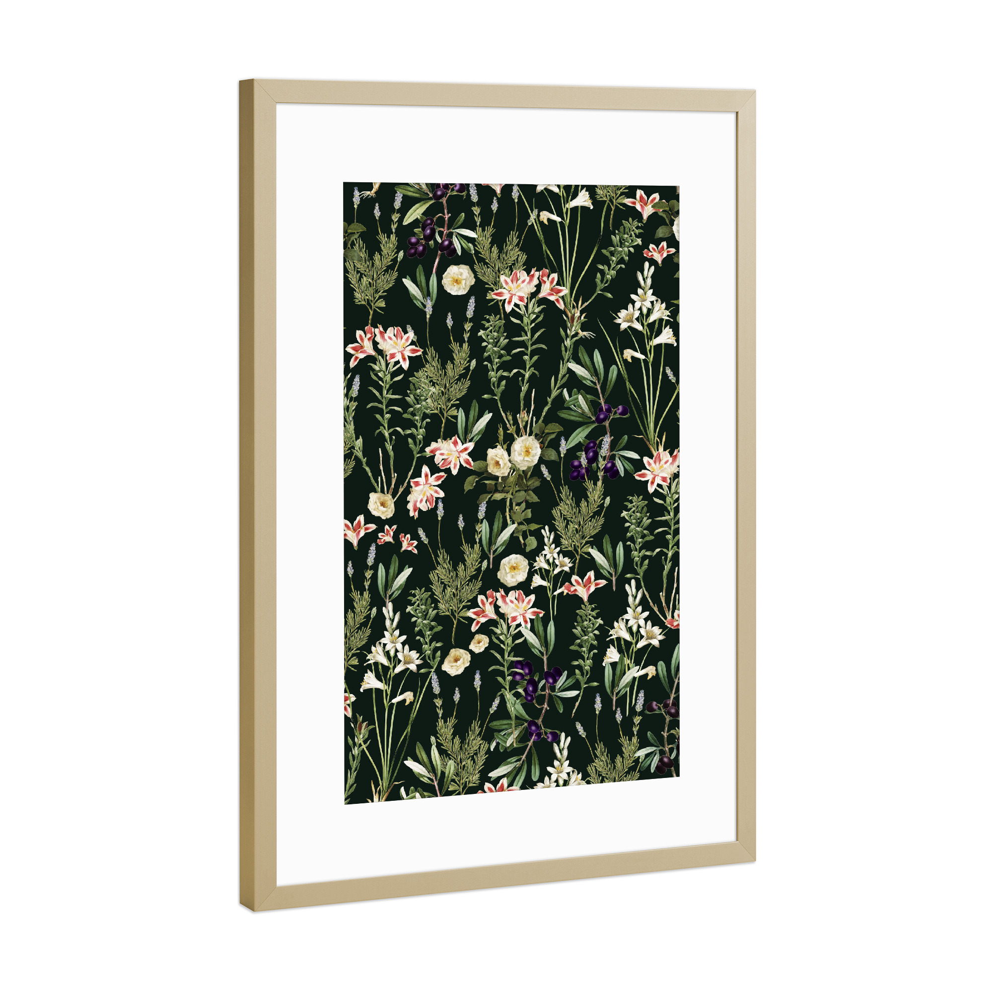 Poster mit Rahmen Gold "Dark Botanical Garden" artboxONE - Natur,Floral