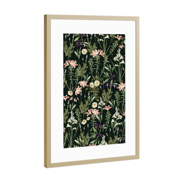 Poster mit Rahmen Gold "Dark Botanical Garden" artboxONE - Natur,Floral