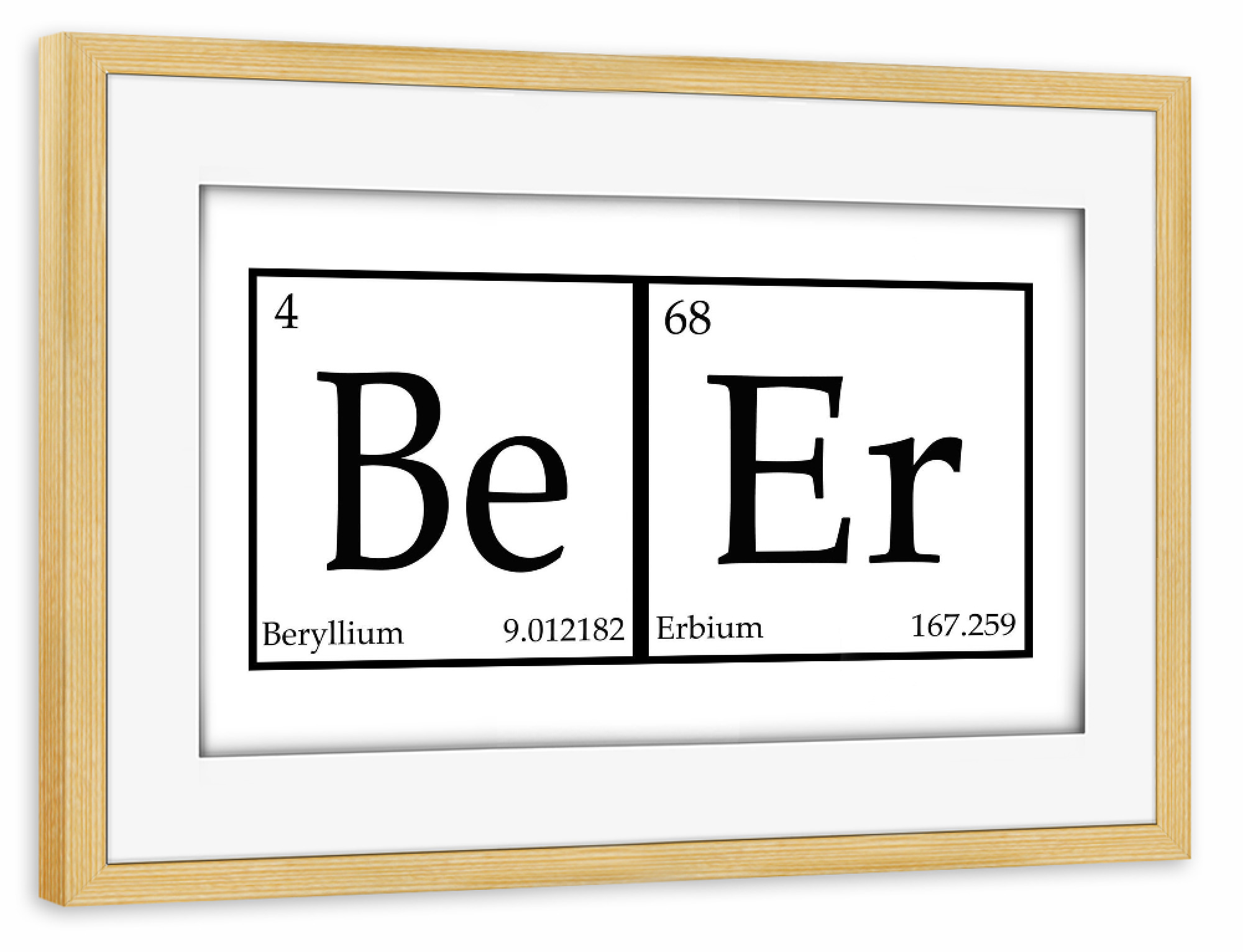 Poster mit Rahmen kiefer "Beer Periodic Table" artboxONE - Typografie,Essen & Trinken,Schwarzweiß,Essen & Trinken / Alkohol,Lustig