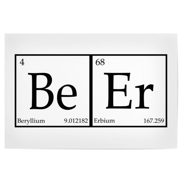 Poster 30x20 cm "Beer Periodic Table" artboxONE - Typografie,Essen & Trinken,Schwarzweiß,Essen & Trinken / Alkohol,Lustig