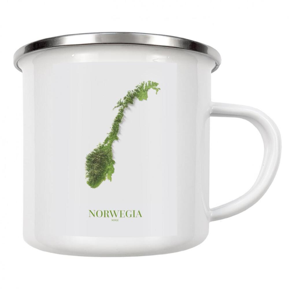 Emaille Tasse "Norwegen 3D-Karte" artboxONE - Kartografie - Norwegen,Norwegen-karte,Karte,Skandinavien,Skandinavien-karte,Norge,Minimal,Minimale karte