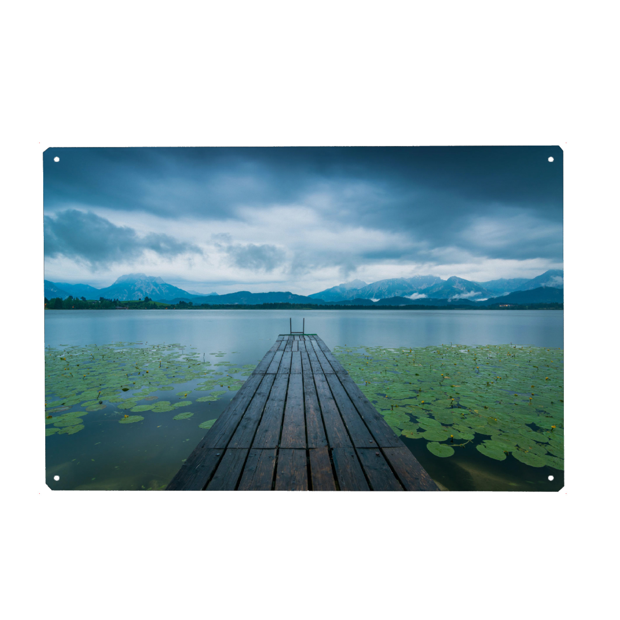 Metall Poster "Hopfensee am Abend" artboxONE - Natur,Reise - Alpen,Steg - Blechschild