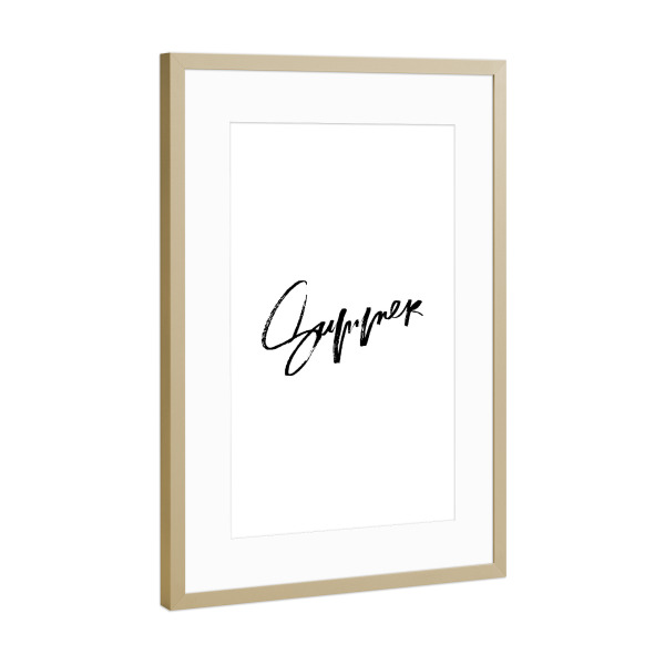 Poster mit Rahmen Gold "Summer - Lettering Inspiration" artboxONE - Typografie,Schwarzweiß - Summer