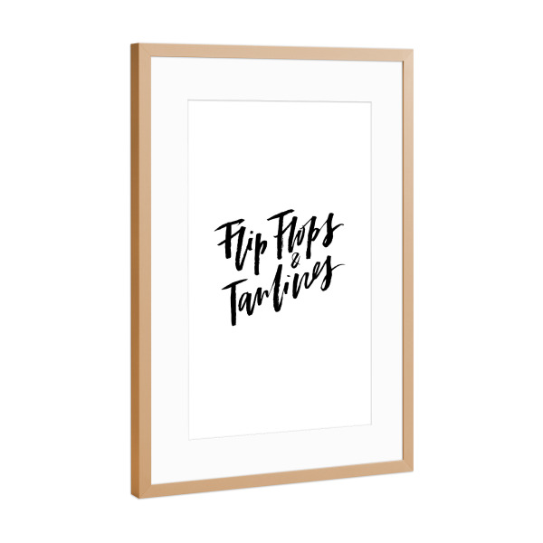 Poster mit Rahmen Kupfer "Flip Flops & Tanlines Summer Quote" artboxONE - Typografie,Schwarzweiß - Holiday,Beach