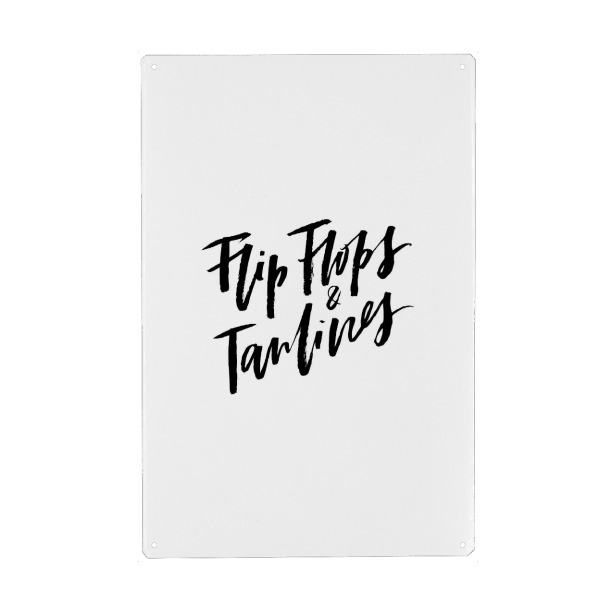 Holzbild "Flip Flops & Tanlines Summer Quote" artboxONE - Typografie,Schwarzweiß - Holiday,Beach