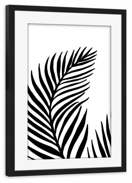 Poster mit Rahmen schwarz "Palm Leaves White - Motif Five" artboxONE - Floral,Schwarzweiß - Palms,Leaf