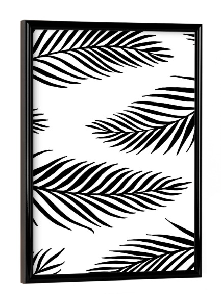 Poster mit schwarzem Rahmen "Palm Leaves White - Motif Three" artboxONE - Floral,Schwarzweiß - Palms,Leaf