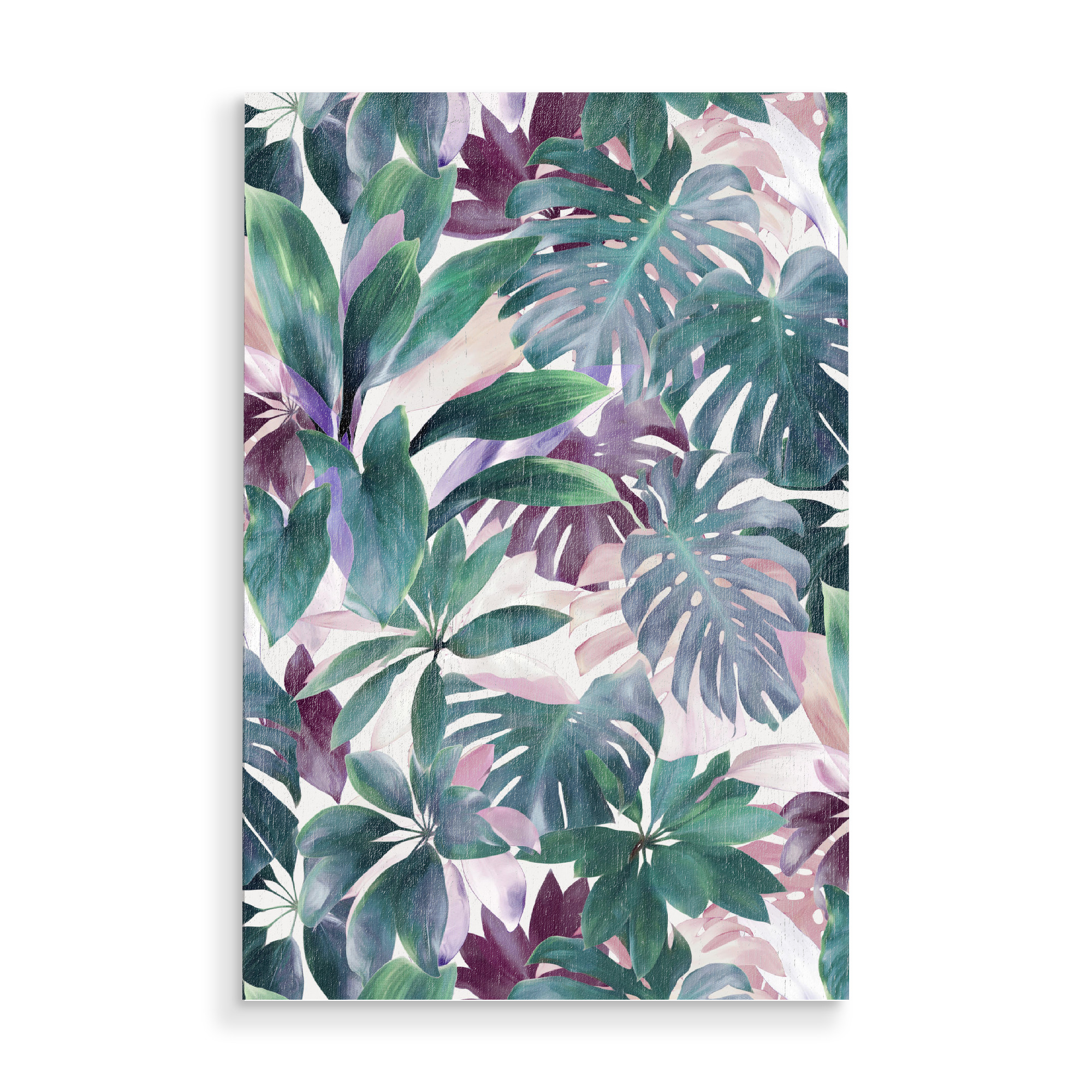 Holzbild "Tropical Emerald Jungle" artboxONE - Floral - Monstera,Plants,Leaves,Pattern