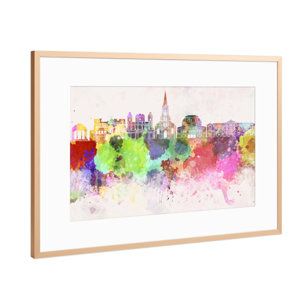 Poster mit Rahmen Kupfer "San Jose CR skyline in watercolor" artboxONE - Städte / Weitere - San jose,Costa rica,Skyline