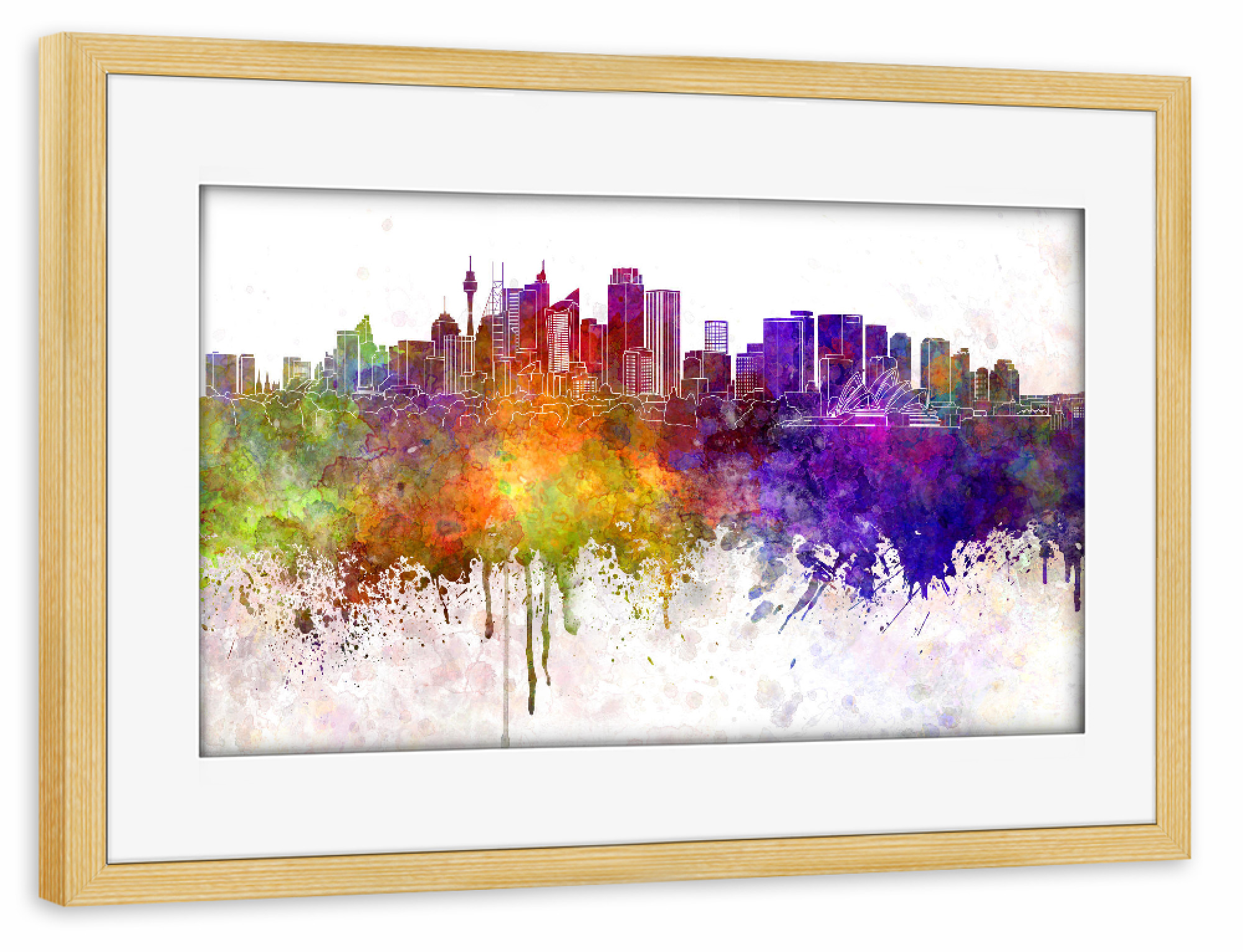 Poster mit Rahmen kiefer "Sydney V2 skyline in watercolor" artboxONE - Städte / Sydney - Sydney,Australia,Skyline
