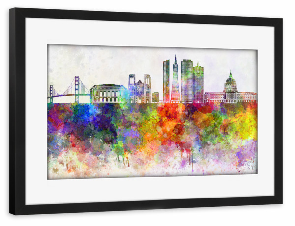 Poster mit Rahmen schwarz "San Francisco V2 skyline" artboxONE - Städte / Weitere - San francisco,California,Skyline