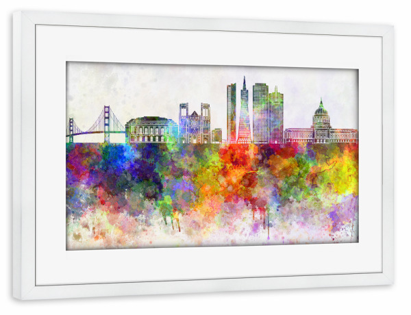 Poster mit Rahmen weiß "San Francisco V2 skyline" artboxONE - Städte / Weitere - San francisco,California,Skyline