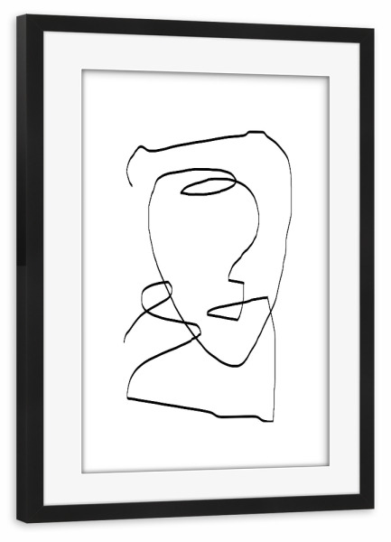 Poster mit Rahmen schwarz "Abstract Head" artboxONE - Abstrakt,Schwarzweiß - Abstrakz,Lineart,Kopf