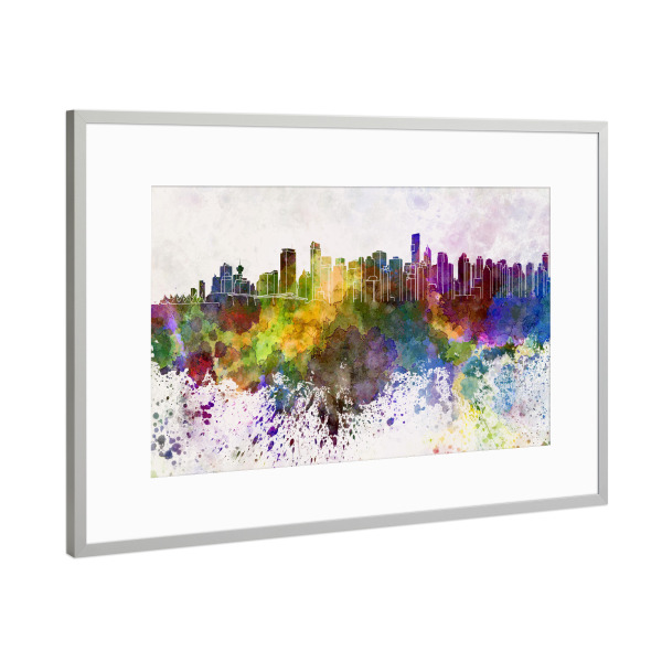 Poster mit Rahmen Silber "Vancouver skyline in watercolor" artboxONE - Städte - Vancouver,Skyline,Canada