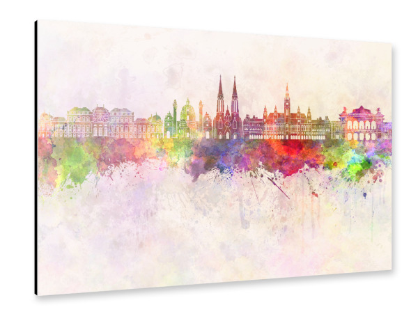 Alu-Dibond "Vienna V2 skyline in watercolor" 30x20 cm artboxONE