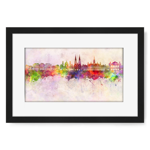 Vienna V2 skyline in watercolor