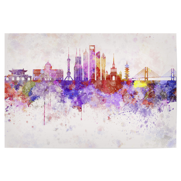 Poster "Shanghai V2 skyline in watercolor" artboxONE - Städte / Shanghai - Shanghai,China,Skyline