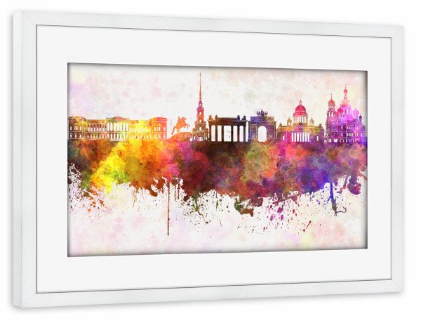 Poster mit Rahmen weiß "Saint Petersburg sky" artboxONE - Städte / Sankt Petersburg - Saint petersburg,St petersburg,Russia,Skyline