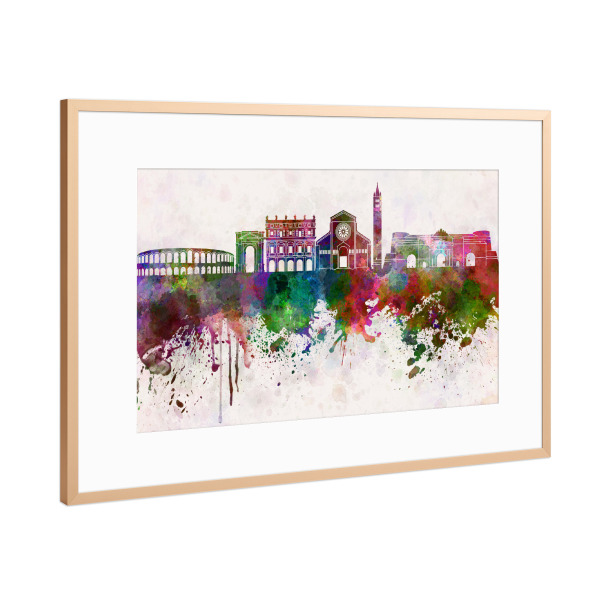 Poster mit Rahmen Kupfer "Verona skyline in watercolor" artboxONE - Städte / Weitere - Verona,Italy,Skyline