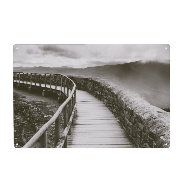 Holzbild "Bridge with Curve" artboxONE - Schwarzweiß,Architektur - Bridge,Architecture,Fog