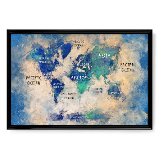 World map green blue
