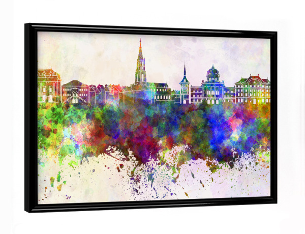 Poster mit schwarzem Rahmen "Toulouse skyline in watercolor" artboxONE - Städte - Toulouse