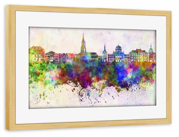 Poster mit Rahmen kiefer "Toulouse skyline in watercolor" artboxONE - Städte - Toulouse