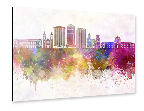 Alu-Dibond "Tucson V2 skyline in watercolor" 30x20 cm artboxONE